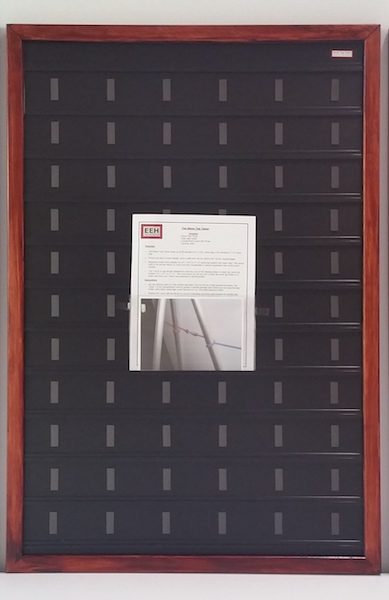 product name tag tamer wood frame mahogany empty display board with instructions